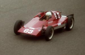 Paul Steinmueller's odd-looking Steinmark 8 Formula Vee from the bridge at turn 9