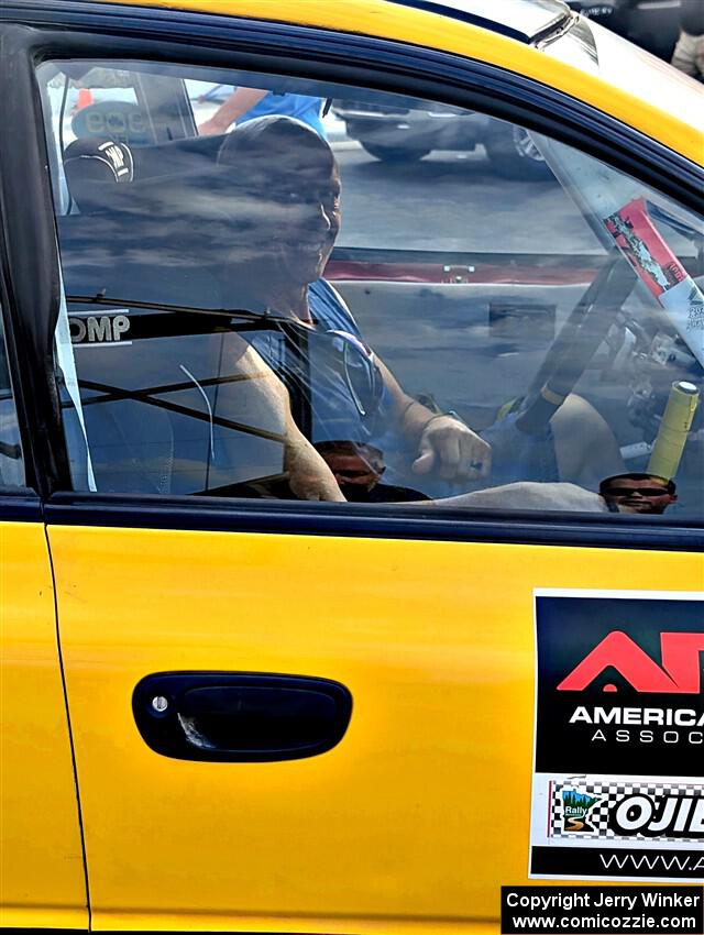 Mark Lietha drives the Steve Gingras / Katie Gingras Subaru Impreza into parc expose at Soo Pass Ranch.