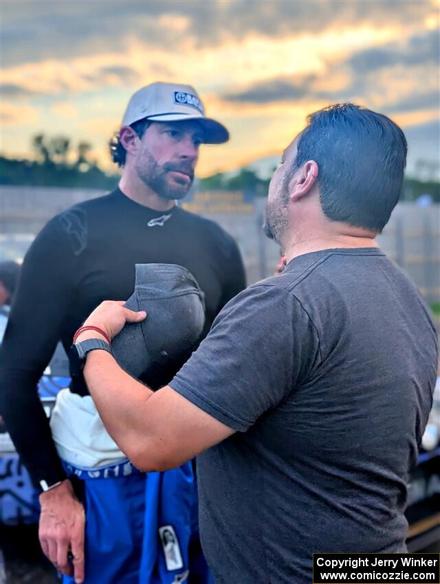 Travis Pastrana talks to a fan at parc expose at Soo Pass Ranch.