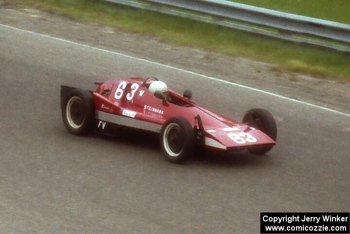Paul Steinmueller's odd-looking Steinmark 8 Formula Vee from the bridge at turn 9