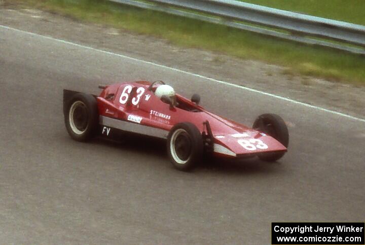 Paul Steinmueller's odd-looking Steinmark 8 Formula Vee from the bridge at turn 9