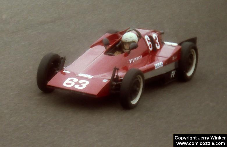 Paul Steinmueller's odd-looking Steinmark 8 Formula Vee from the bridge at turn 9