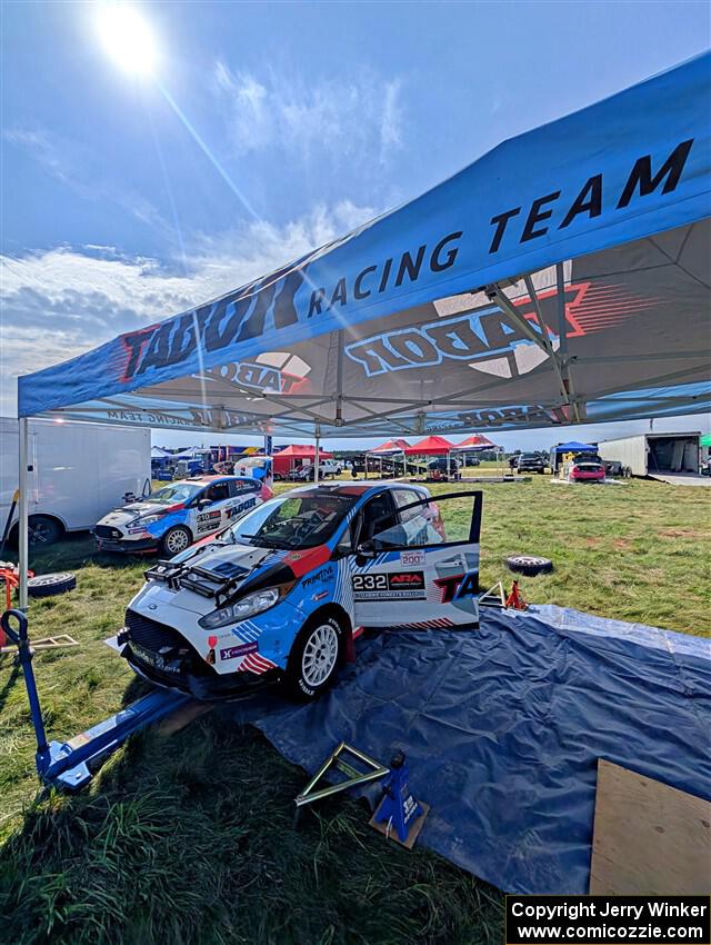 Mark Tabor / Kathryn Hansen Ford Fiesta ST and Henry Tabor / Dylan Hooker Ford Fiesta ST at Pioneer Farm service.