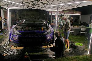 Patrick Gruszka / John Hall Hyundai i20 R5 and Alastair Scully / Stefan Trajkov Hyundai i20 R5 at Pioneer Farm after day two.