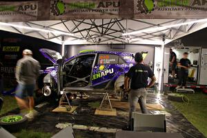 Patrick Gruszka / John Hall Hyundai i20 R5 at Pioneer Farm service after day two.