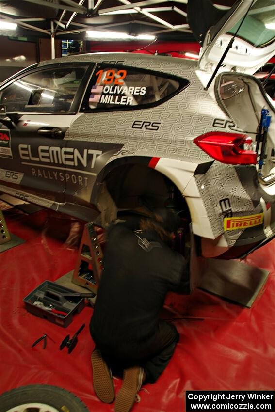 Javier Olivares / K.J. Miller Ford Fiesta Rally2 at Pioneer Farm service after day two.