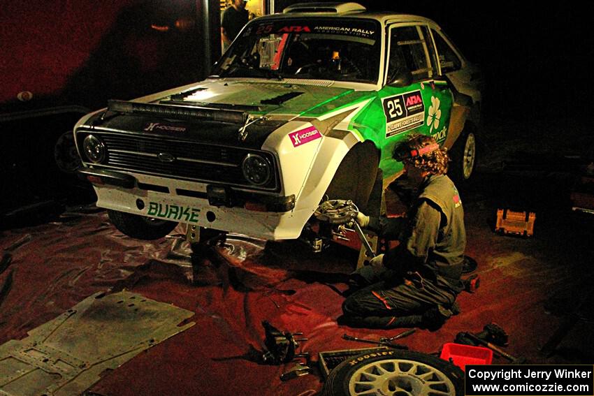 Seamus Burke / Gary McElhinney Ford Escort Mk II at Pioneer Farm service after day two.