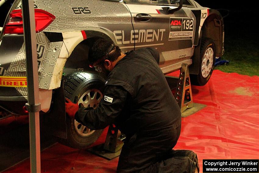 Javier Olivares / K.J. Miller Ford Fiesta Rally2 at Pioneer Farm service after day two.