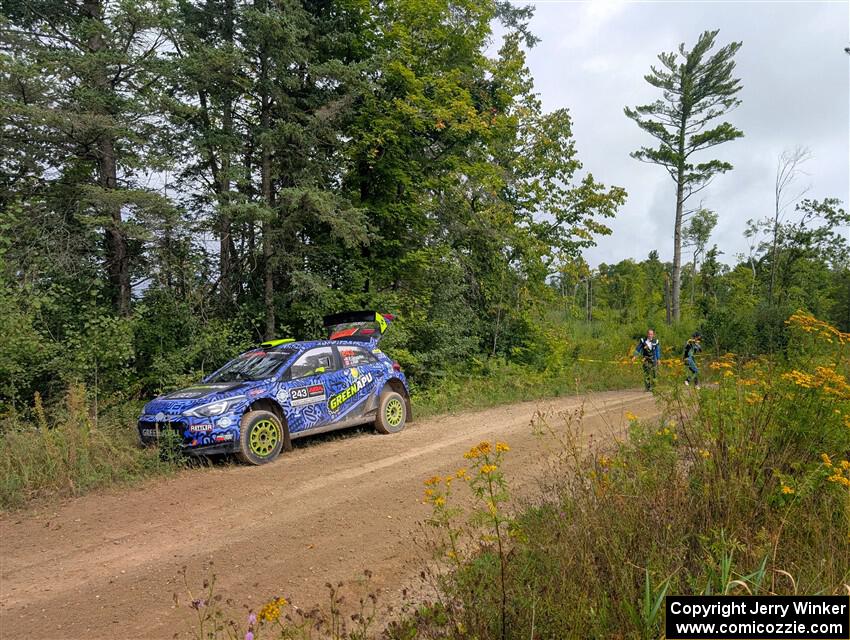 Patrick Gruszka / John Hall Hyundai i20 R5 was stalled by the side of the stage on SS11, Otterkill I.