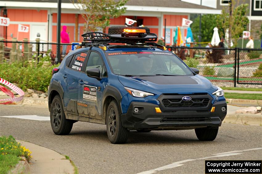 The 'Safety Delegate' car, a Subaru Crosstrek, on SS20, Sanford Center.