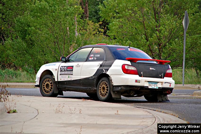 Jason Cook / Maggie Tu Subaru WRX on SS20, Sanford Center.
