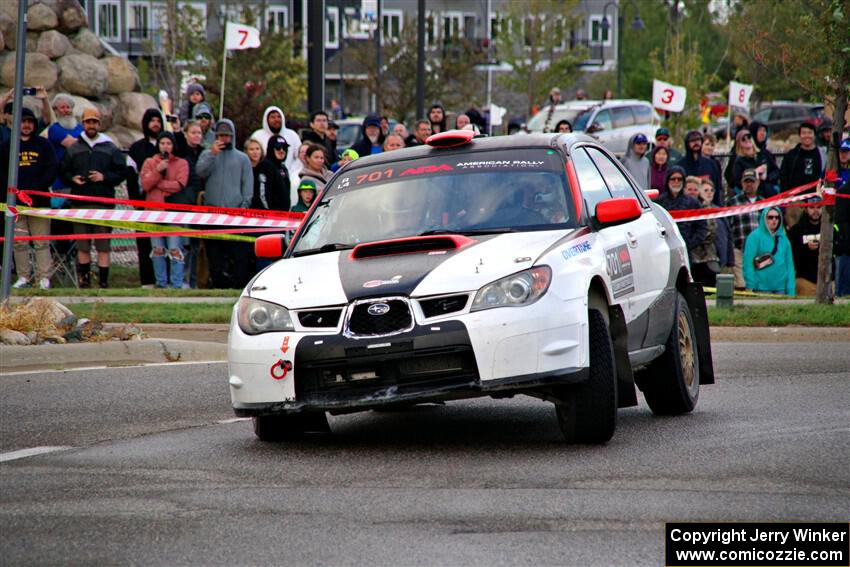 Jason Cook / Maggie Tu Subaru WRX on SS20, Sanford Center.