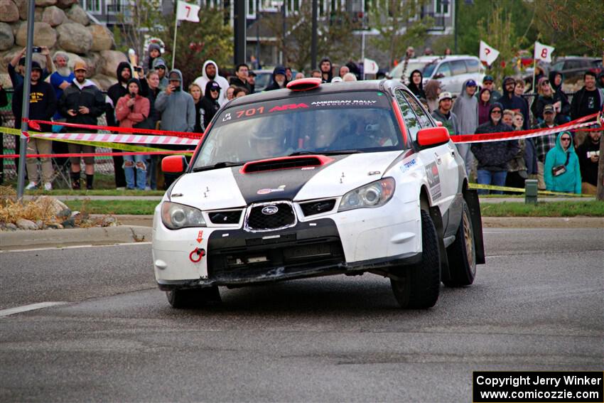 Jason Cook / Maggie Tu Subaru WRX on SS20, Sanford Center.