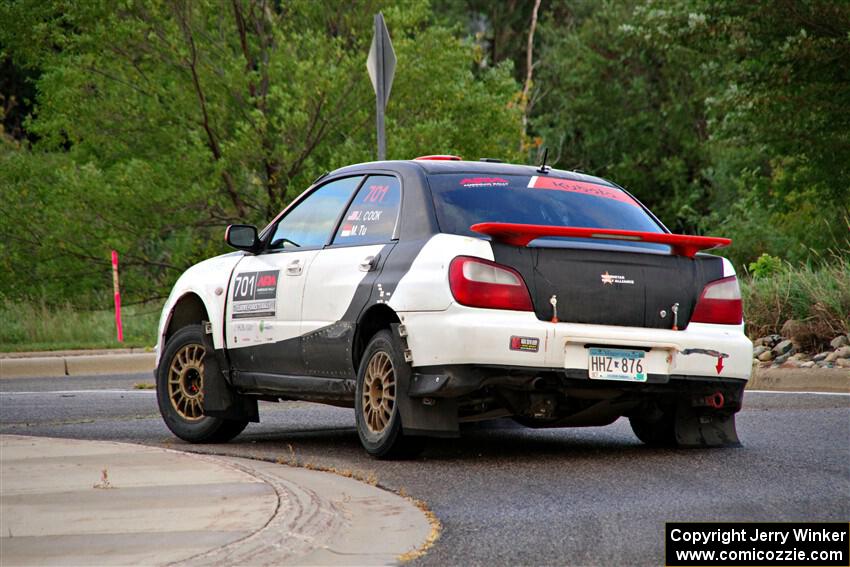 Jason Cook / Maggie Tu Subaru WRX on SS20, Sanford Center.