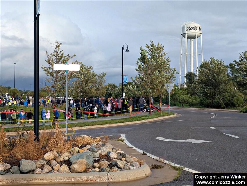 A view of the roundabout and crowd on SS20, Sanford Center.