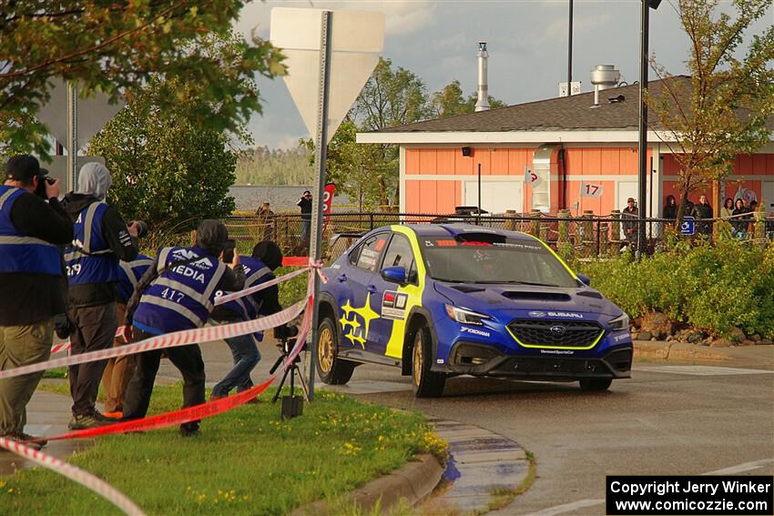 Travis Pastrana / Rhianon Gelsomino Subaru WRX ARA25L on SS20, Sanford Center.