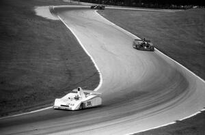 Danny Johnson's Chevron B24 leads John Kalagian's Frissbee and Val Musetti's Cobra-March 811
