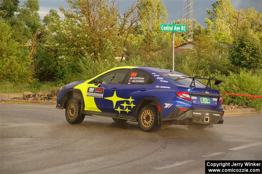 Travis Pastrana / Rhianon Gelsomino Subaru WRX ARA25L on SS20, Sanford Center.