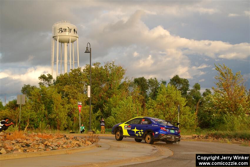 Travis Pastrana / Rhianon Gelsomino Subaru WRX ARA25L on SS20, Sanford Center.