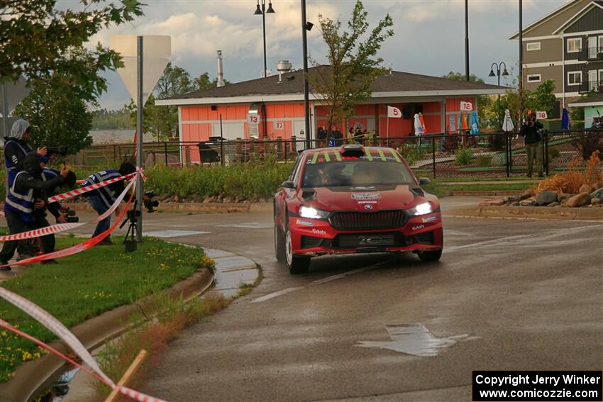 Conner Martell / Alex Gelsomino Skoda Fabia RS Rally2 on SS20, Sanford Center.