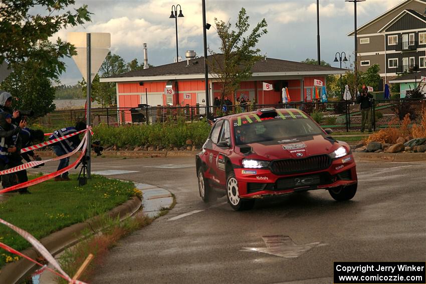 Conner Martell / Alex Gelsomino Skoda Fabia RS Rally2 on SS20, Sanford Center.