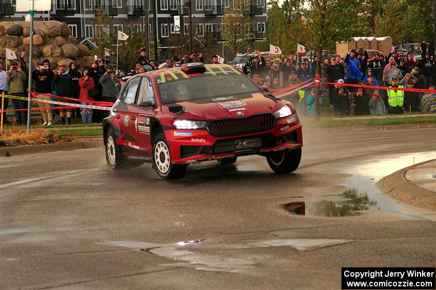 Conner Martell / Alex Gelsomino Skoda Fabia RS Rally2 on SS20, Sanford Center.