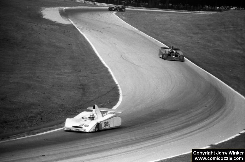 Danny Johnson's Chevron B24 leads John Kalagian's Frissbee and Val Musetti's Cobra-March 811
