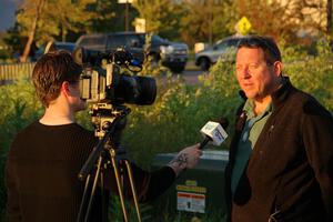 Scott Putnam is interviewed after the event by the local PBS television affiliate.