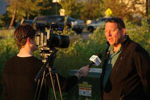Scott Putnam is interviewed after the event by the local PBS television affiliate.