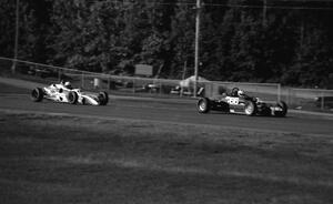 Michael Andretti's Lola T-640 leads Bill McGehee's Crossle 50F during Formula Ford practice.