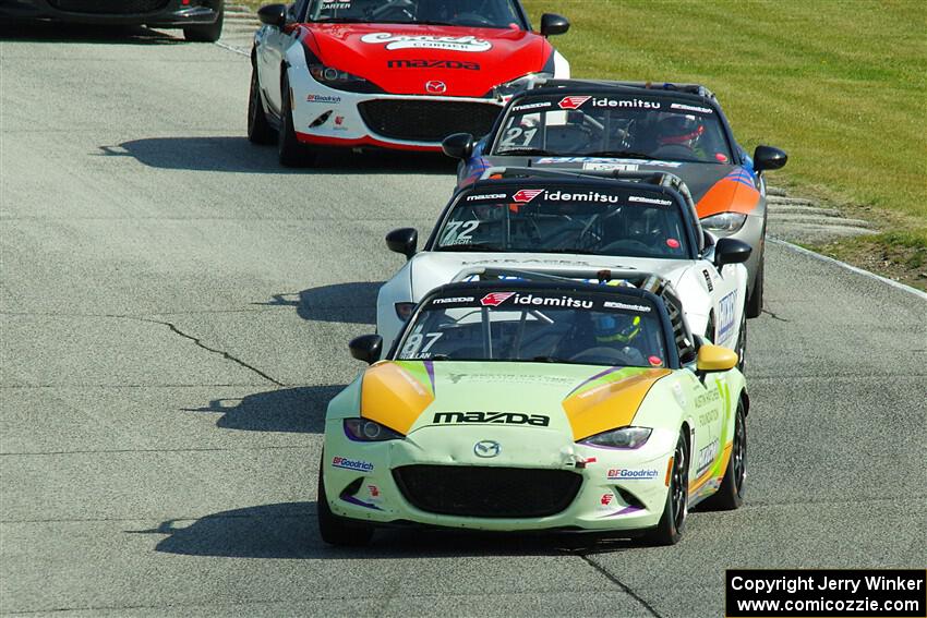 Selin Rollan's, Connor Zilisch's and Bruno Carneiro's Mazda MX-5 Cups