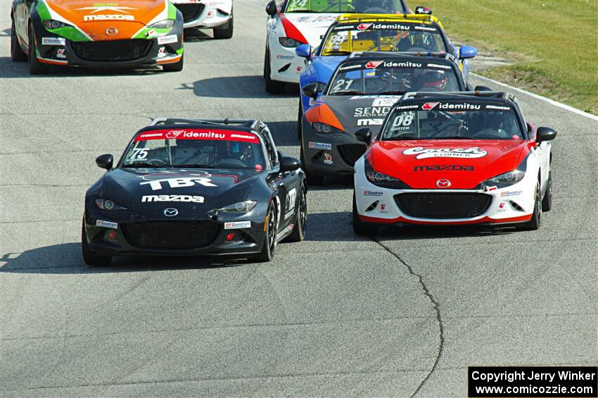 Parker Kligerman's, Michael Carter's, Bruno Carneiro's and Justin Piscitell's Mazda MX-5 Cups