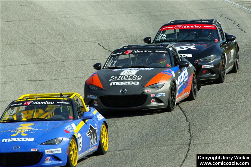 Justin Piscitell's, Bruno Carneiro's and Parker Kligerman's Mazda MX-5 Cups