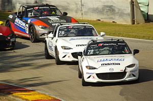 Connor Zilisch's, Matthew Dirks', and Bruno Carneiro's Mazda MX-5 Cups