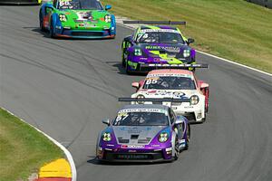 John Goetz's, Jake Pedersen's, Kenton King's and Matt Halcome's Porsche GT3 Cups