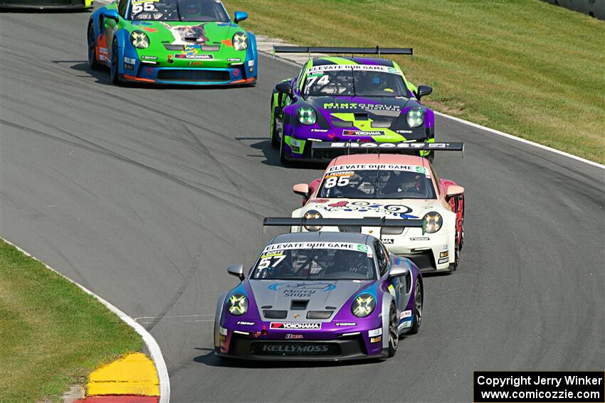 John Goetz's, Jake Pedersen's, Kenton King's and Matt Halcome's Porsche GT3 Cups