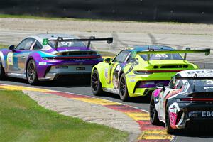 John Goetz's, Scott Blind's and Kyle Washington's Porsche GT3 Cups