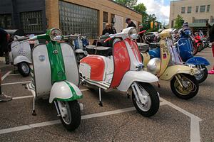 A variety of old Italian scooters at the show.