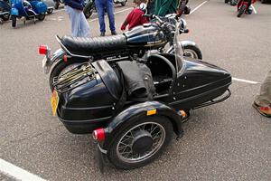 A Moto Guzzi with a sidecar.