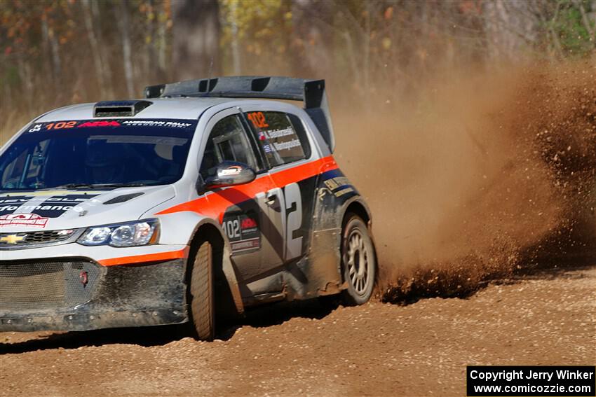 Arek Bialobrzeski / Aris Mantopoulos Chevy Sonic LS on SS12, Two Mile Creek II.