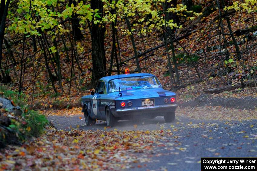 Tyler Linner's Chevy Corvair checks the course as Stage Captain.