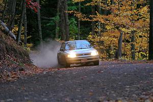 The '0' car, a Subaru Legacy, on SS15, Mount Marquette.
