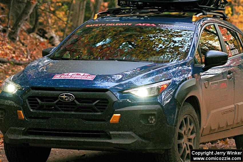 The 'Safety Delegate' car, a Subaru Crosstrek, on SS15, Mount Marquette.