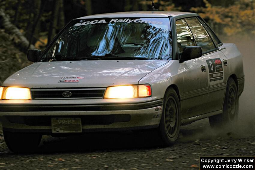 The '0' car, a Subaru Legacy, on SS15, Mount Marquette.