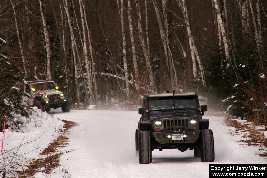 A Jeep Wrangler sweeps SS1, Nemadji Trail East I.