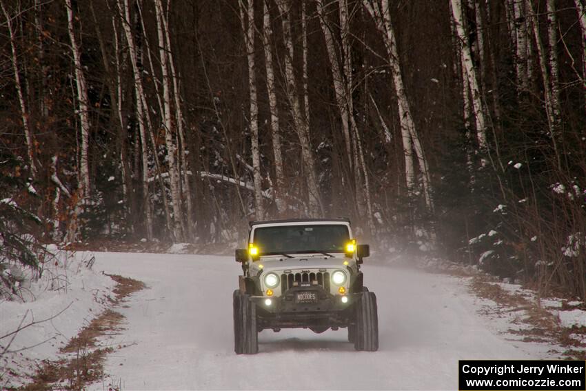 A Jeep Wrangler sweeps SS1, Nemadji Trail East I.