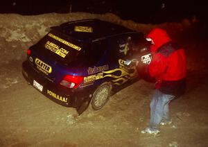 The Jamie Thomas / Matt Gauger Subaru WRX Wagon leaves the start of SS6.