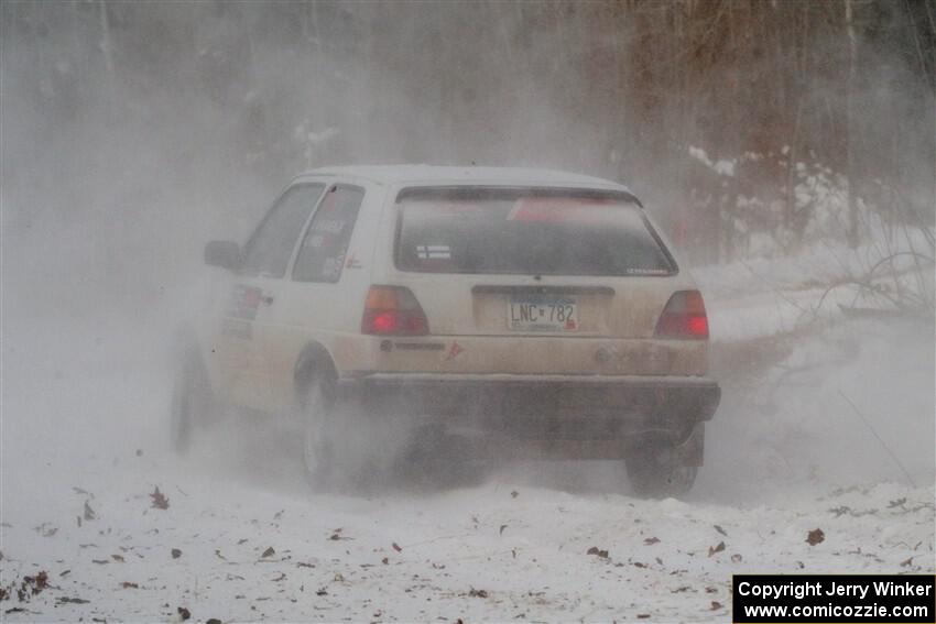 Josh Nykanen / Charlotte Himes VW GTI loops it and stalls briefly on SS2, Nemadji Trail West I.