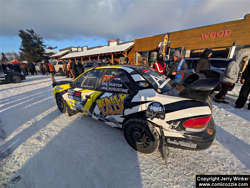 Ethan Hunter / Alex Augustine Subaru Impreza pulls into parc expose.