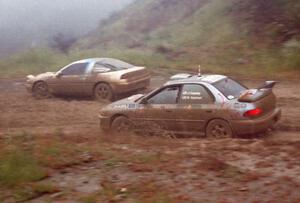 The John Cassidy / Dave Getchell Subaru Impreza passes the Amy BeberVanzo / Tim Sardelich Mitsubishi Eclipse on Del Sur 2.